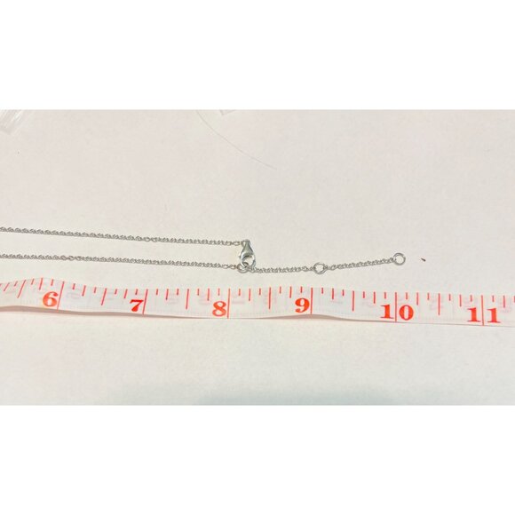 925 Silver Necklace Rhinestones Pave' Bow Pendant Jewelry 16+2" Silver Chain - Picture 5 of 5